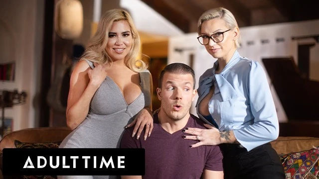 Un mec chanceux sert une bite dans un trio sauvage avec les belles-mères Kenzie Taylor et Caitlin Bell